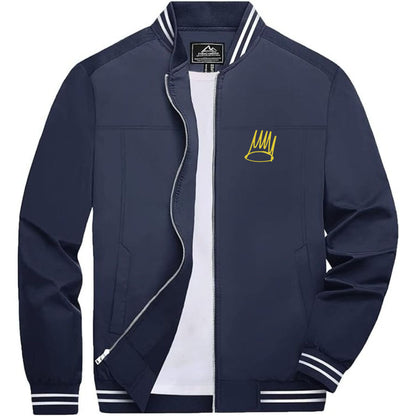 Men's J. Cole Crown Lightweight Zip-Up Bomber Jacket with Ribbed Collar and Cuffs - Versatile Casual Outerwear