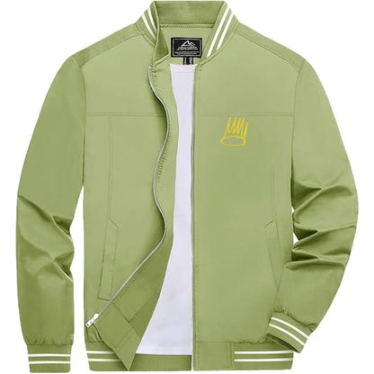 Men's J. Cole Crown Lightweight Zip-Up Bomber Jacket with Ribbed Collar and Cuffs - Versatile Casual Outerwear